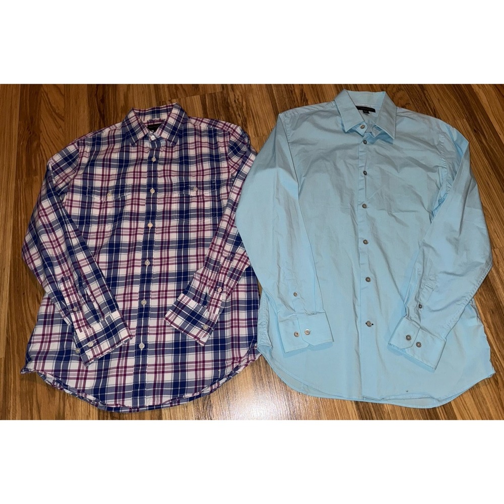 Banana Republic‎ Men's Shirts Size M Medium Lot of 3 Long Sleeve Plaid